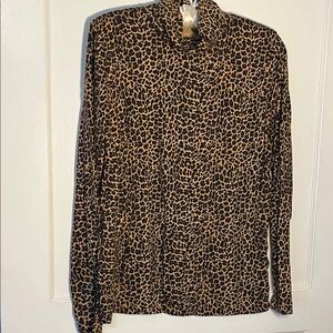 J. Crew Animal Print turtleneck T-shirt long sleeve